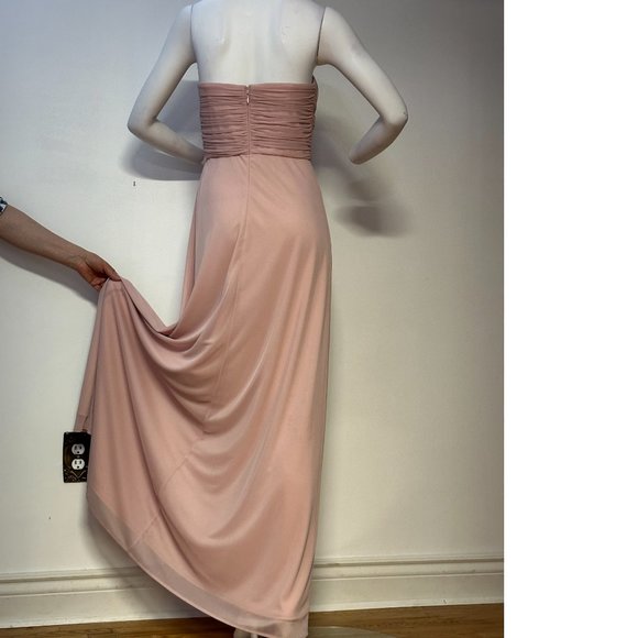 NWT Le Chateau Rose Pink Blush Chiffon Metallic Jewel Maxi Gala Prom Dress Gown - Picture 4 of 6